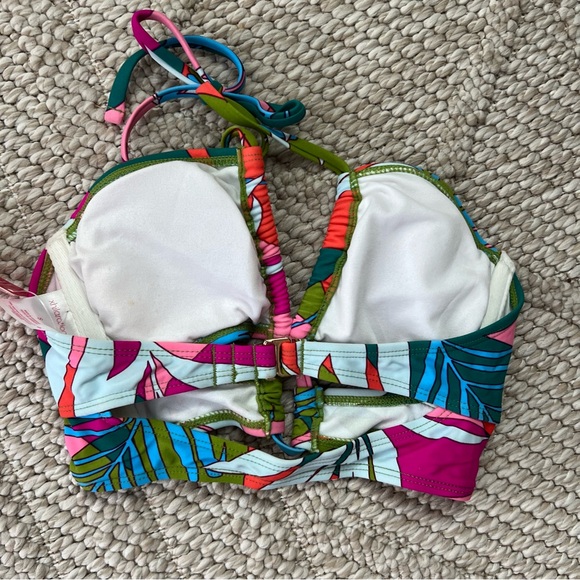 Xhilaration Pink Bikini Halter Top High Leg Scoop Waist Bottoms NEW WITH TAGS S - Picture 4 of 6